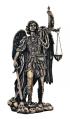  St. Michael the Archangel Statue w/Scales of Justice - Cold Cast Bronze, 11"H 