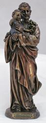  St. Joseph w/Child Statue - Cold Cast Bronze, 8\"H 