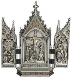  Calvary Triptych in Pewter Style Finish, 7.25\" x 8\" 