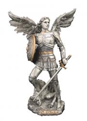  St. Michael the Archangel Statue - Pewter Style Finish, 9\"H 