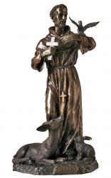  St. Francis of Assisi Statue - Cold-Cast Bronze, 36\"H 