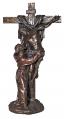  St. Francis of Assisi w/Christ Crucified Statue - Cold Cast Bronze, 11.5"H 