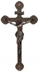  Wall Crucifix Hand-Painted in Cold Cast Bronze, 14\" 