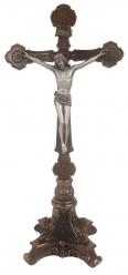  Standing Ornate Crucifix in Pewter Style Corpus, 13\" Ht 