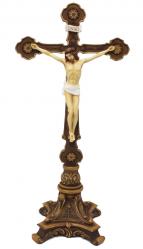  Standing Ornate Crucifix Hand-Painted, 13\" Ht 