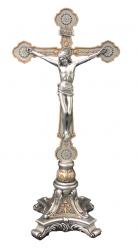  Standing Ornate Crucifix in Pewter Style Finish, 13\" Ht 