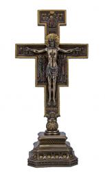  San Damiano Standing Crucifix in Hand-Painted Cold Cast Bronze, 7\" x 14\" 