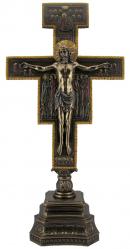  San Damiano Standing Crucifix in Hand-Painted Cold Cast Bronze, 11\" x 22\" 