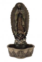  Our Lady of Guadalupe Holy Water Font in Hand-Painted Cold-Cast Bronze, 7.5\" 