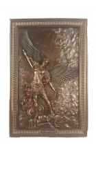  St. Michael the Archangel Plaque Hand-Painted in Cold Cast Bronze 