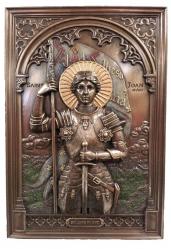  St. Joan of Arc Plaque Hand-Painted in Cold Cast Bronze 