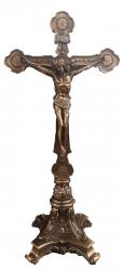  Standing Double-Sided Crucifix Hand-Painted in Cold Cast Bronze, 12.5\" Ht 