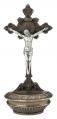  St. Benedict Crucifixion Holy Water Font Hand-Painted in Cold Cast Bronze w/Pewter Corpus, 9.5" 