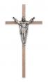  Walnut Wall Crucifix w/Silver Risen Christ 10" 