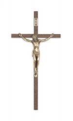  10\" Walnut Wall Crucifix w/Bronze Corpus 