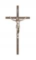  10" Walnut Wall Crucifix w/Silver Corpus 
